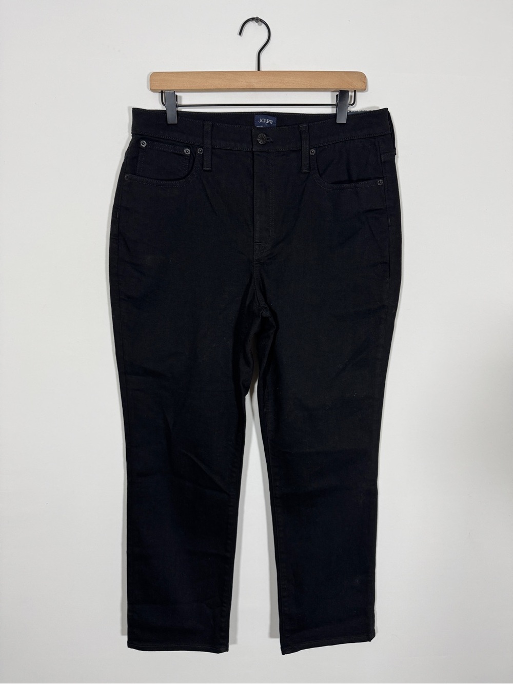 WJ511 {J. Crew} "Essential Straight" Black High Rise Denim Jeans